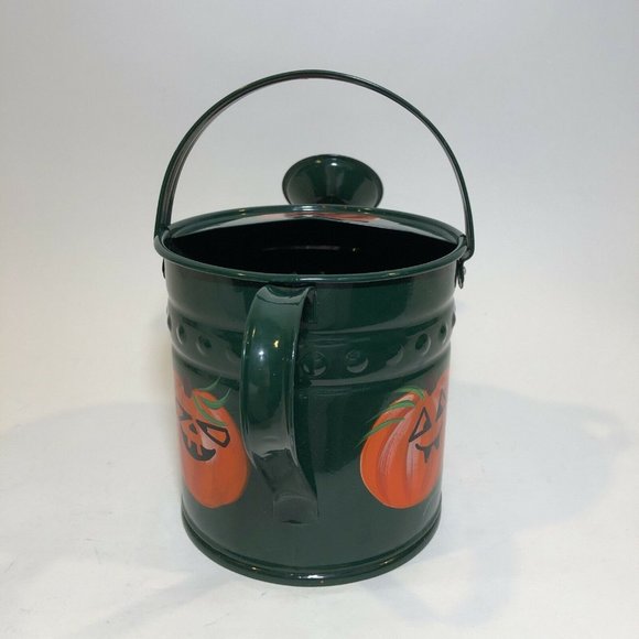 Hand Painted Metal Watering Can 6" Pumpkin Halloween Farmhouse Rustic Artistic - Picture 6 of 11
